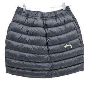 Nike x Stussy Medium Skirt Black Puffer Insulated Skirt Side Zip Pockets